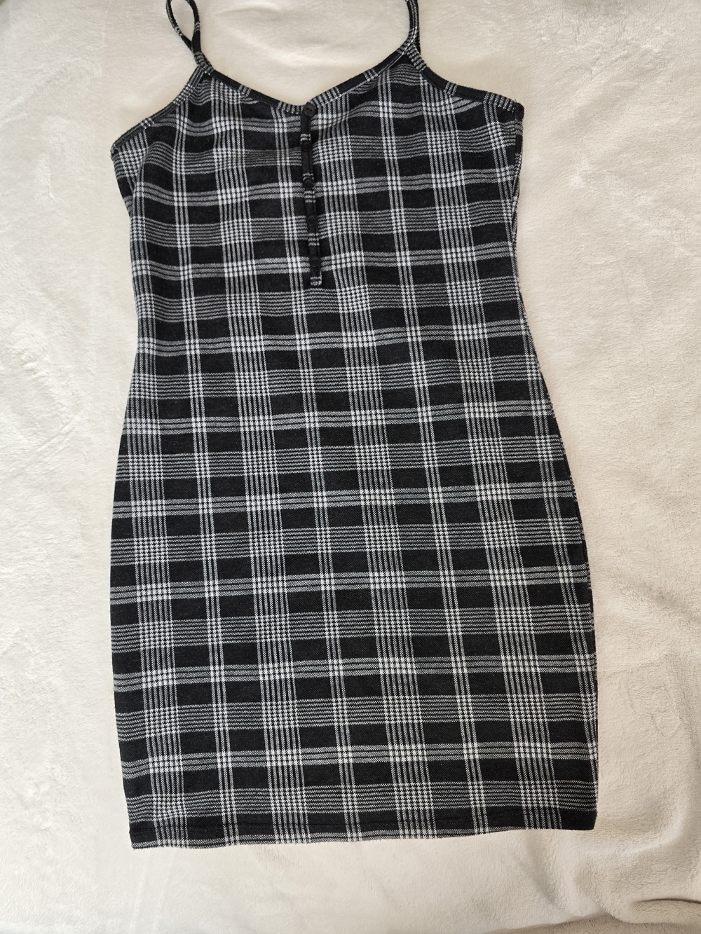 Black & White Plaid Cami Bodycon Mini Dress